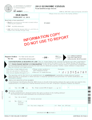 US Economic Census Form RT-44501
