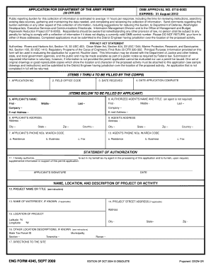 US Army Permit Application Form