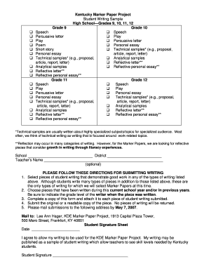 Kentucky Marker Paper Project HS.pdf - Kentucky Department of ... - education ky