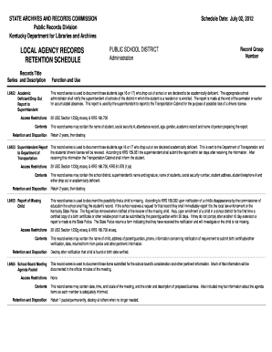 LOCAL AGENCY RECORDS RETENTION SCHEDULE