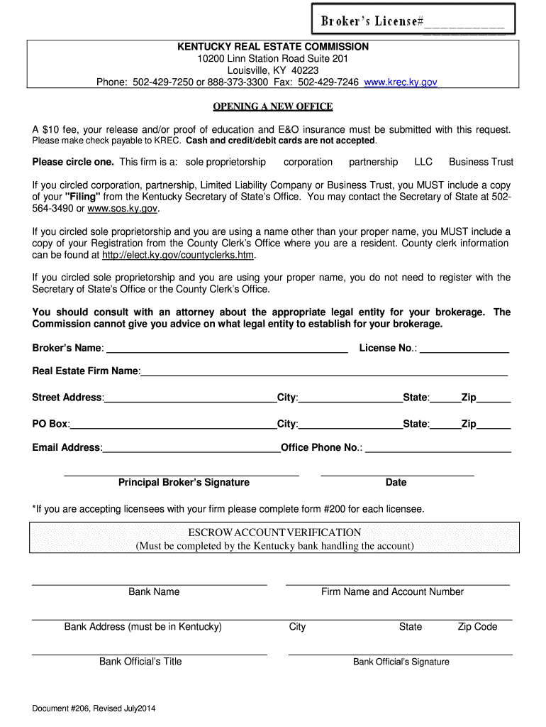 KENTUCKY REAL ESTATE COMMISSION OPENING A NEW OFFICE Preview on Page 1