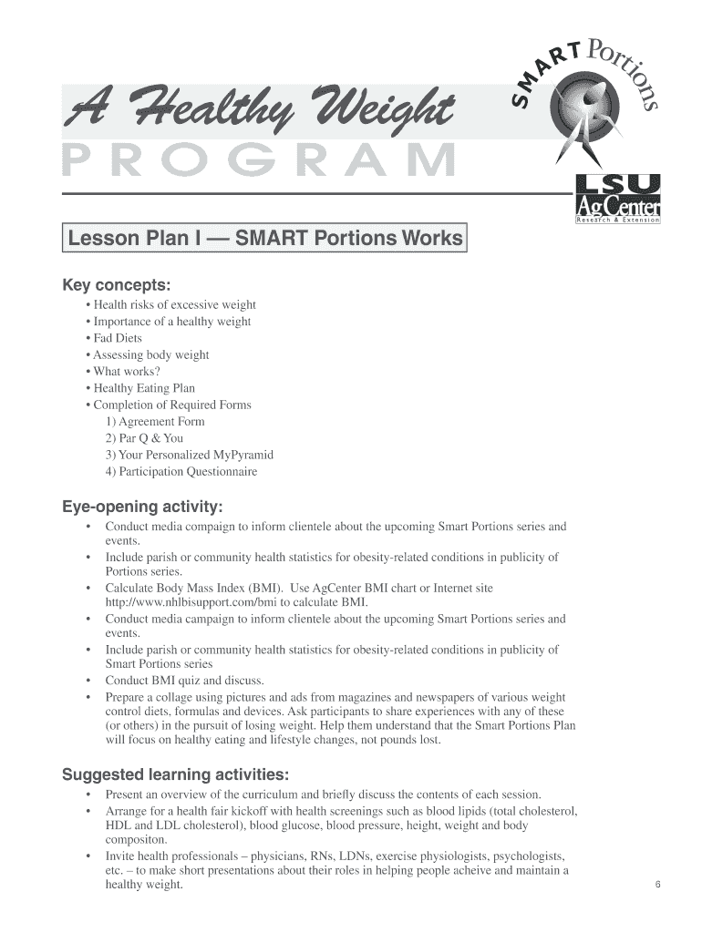 A Healthy Weight Program Preview on Page 1