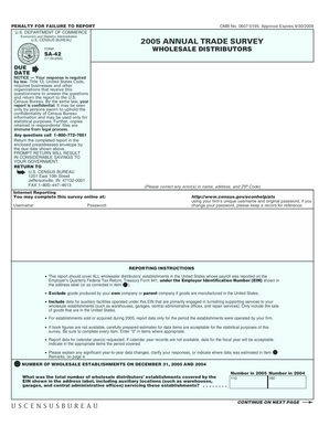 US Census Bureau Annual Trade Survey Form SA-42