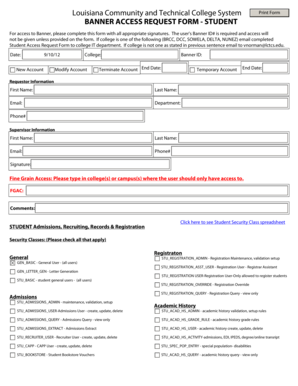 Louisiana Student Banner Access Request Form