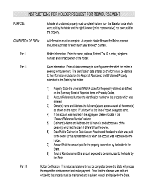Holder Claim Reimbursement Form