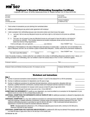 how to fill out maryland form mw507