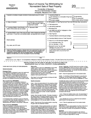 Maryland Nonresident Sale of Real Property Tax Form