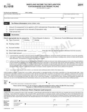 Maryland Income Tax Declaration EL101B