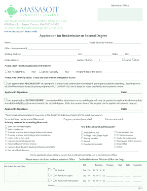 Readmission Application - Massasoit Community College - massasoit mass