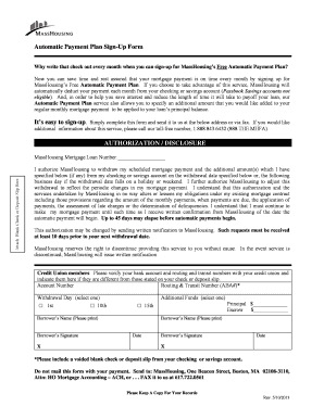 MassHousing Automatic Payment Plan Sign-Up Form