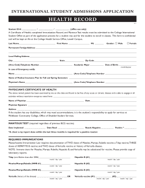 International Student Health Record form - Middlesex Community ... - middlesex mass