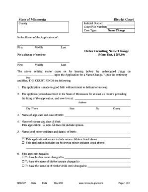 Minnesota Name Change Order