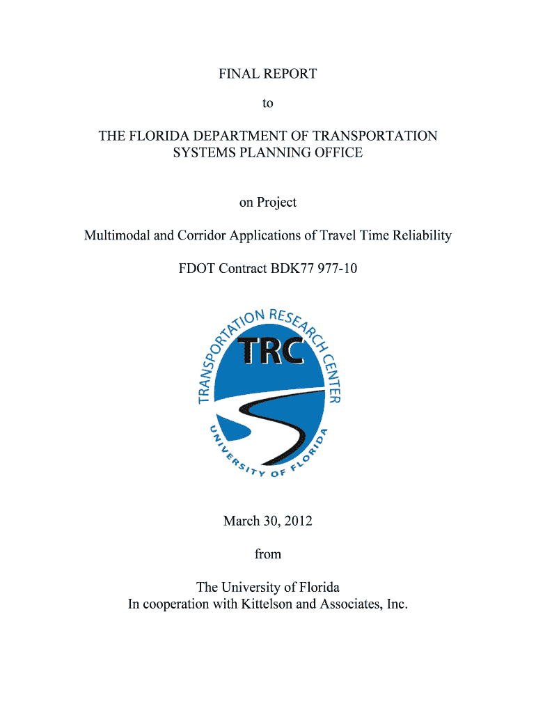 Multimodal and Corridor Applications of Travel Time Reliability - ntl bts Preview on Page 1