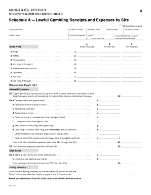 Minnesota Gambling Receipts and Expenses Form