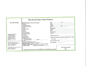 Mycobacteriology Culture Request Form