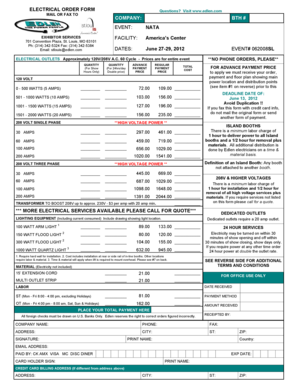 Electrical Order Form