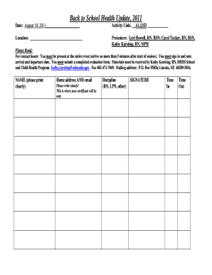 School sign in sheet - Back to School Aug 2011 sign in sheet - dhhs ne