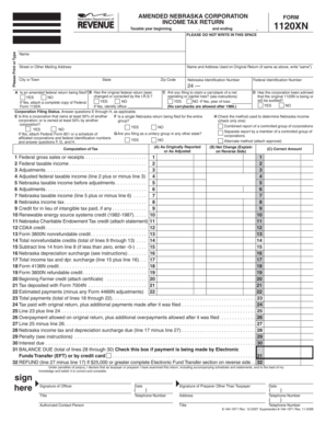 Amended Nebraska Corporation Income Tax Return