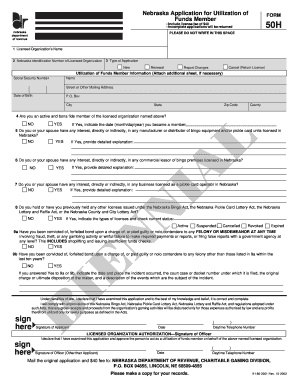 Nebraska Utilization of Funds Application