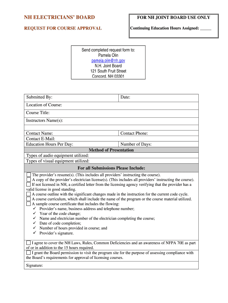 Fillable Online nh Request for Course Approval Form - NH.gov Fax Email ...