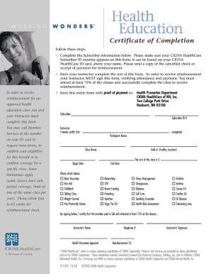 CIGNA HealthCare Certificate of Completion