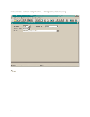 Invoice/Credit Memo Form FAAINVE Multiple Regular Invoicing - finadmin usnh