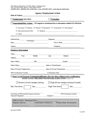 New Mexico Employment Action Form