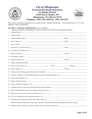 Air Quality Permit Application