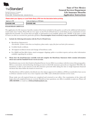 New Mexico Life Insurance Benefits Claim Form