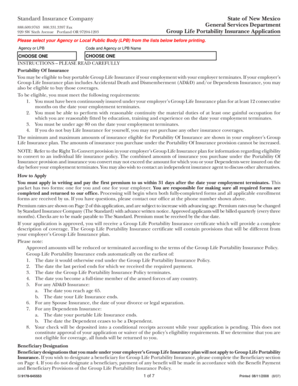 Group Life Portability Insurance Application