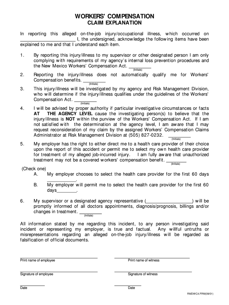 Fillable Online Claim Explanation Form New Mexico State Judiciary Fax