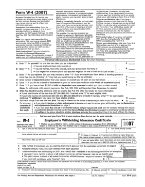 Form W-4 (2007) Employee's Withholding Allowance Certificate