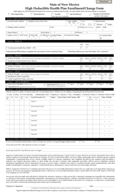 New Mexico High Deductible Health Plan Enrollment Form