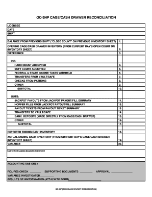 Fillable Online Nmgcb Form Gc 03np Cage Cash Drawer Reconciliation