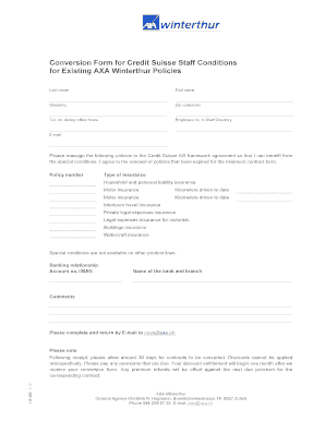 Credit Suisse Staff Conditions Conversion Form