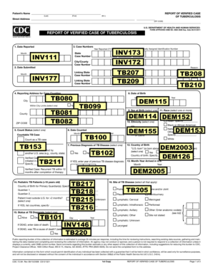 Report of Verified Case of Tuberculosis