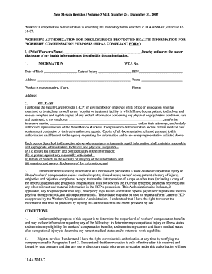 New Mexico Worker Authorization for Disclosure of Protected Health Information