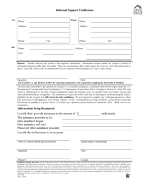 Support Verification Form