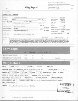 Ohio Department of Natural Resource Division of Oil and Gas Resources Management 2045 Morse Rd , Building F2 Plug Report Columbus , Ohio 43229 LV Form 55: Revised 12/97 AP I Well Number: 34117241770000 476 MARAM ENERGY CO Well Owner: Lease