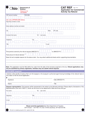 Ohio Commercial Activity Tax Refund Application