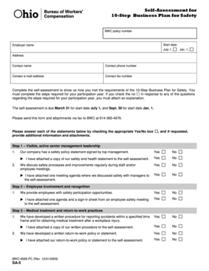 BWC 10-Step Business Plan for Safety Self-Assessment