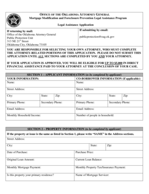 Oklahoma Mortgage Modification Legal Assistance Application