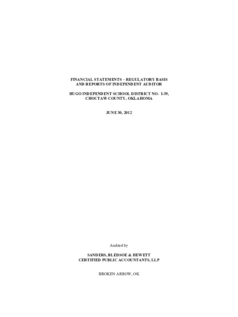 financial statements - the Oklahoma State Auditor and Inspectors Preview on Page 1