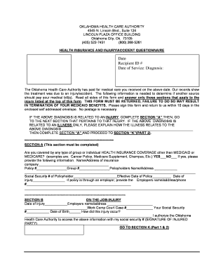 Oklahoma Health Insurance and Injury Questionnaire