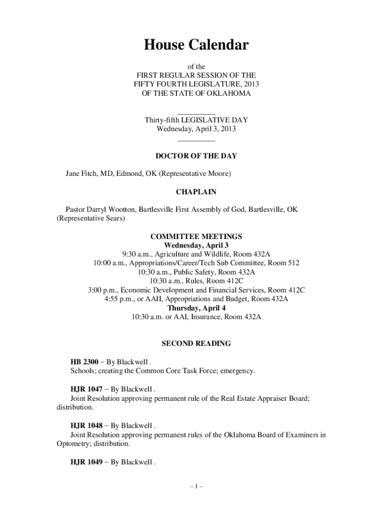 3 - Oklahoma House of Representatives Preview on Page 1