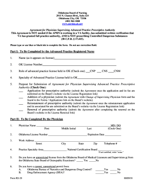 Oklahoma Physician Supervision Agreement