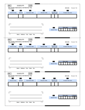 Oklahoma Individual Estimated Tax Form OW-8-ES