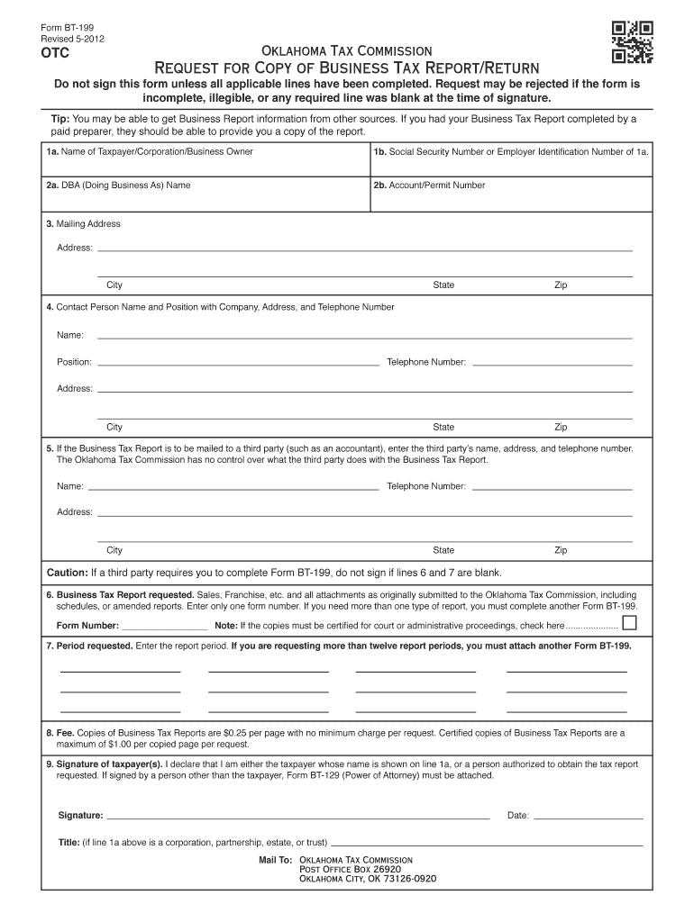 Form BT-199 Preview on Page 1