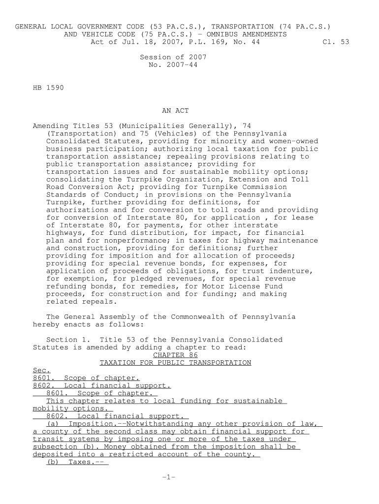 Act 44 Legislation - PennDOT - Pennsylvania Department of - ftp dot state pa Preview on Page 1
