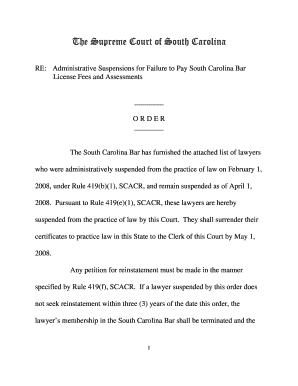 Order - Suspension list unpublished.doc - judicial state sc